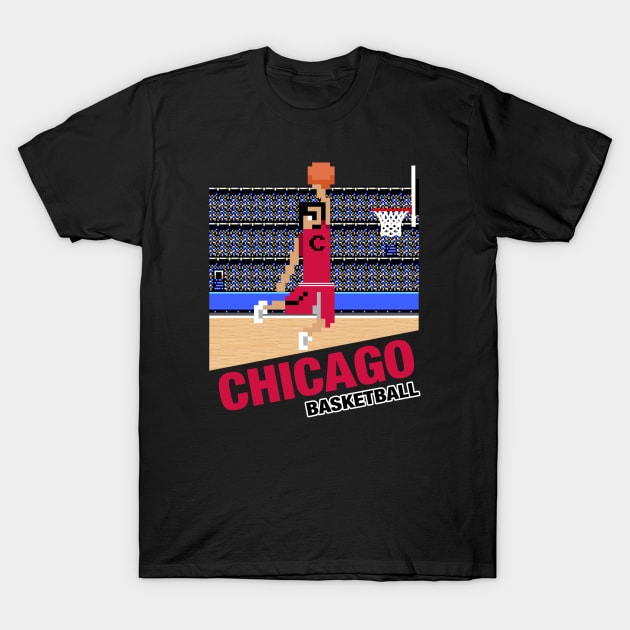 Chicago Basketball 8 bit pixel art cartridge design T-Shirt by MulletHappens